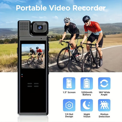 1080P HD Pocket Camcorder with 180° Rotatable Lens – Handheld Body Camera, USB Charging, Lightweight Compact Smart Recorder for Travel, Event Recording, Holidays & Birthday Gift (SD Card Not Included)