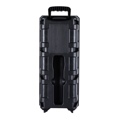 Portable Karaoke Bluetooth Speaker with Wheels & Microphone – Party DJ Sound System Dual 6.5" Woofer LED Lights FM AUX TF USB TWS Rechargeable Outdoor Speaker