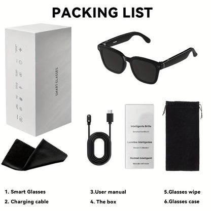 AI Smart Glasses with 4K Camera & Real-Time Translation – Object Recognition Open-Ear Dual Speaker | Touch Control | Ultra-Light Frame | 8hrs Battery USB-C | Hands-Free Travel Work Outdoor | Tech Gift