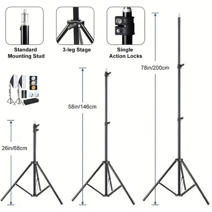 Softbox Photography Lighting Kit 2-Pack MOUNTDOG 19.7x27.5 Inch Continuous Lighting System 85W 5700K E27 LED Bulbs with Remote for Portrait Product Fashion Studio Photography