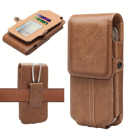 Phone Holster Belt Clip PU Leather Universal Waist Pouch 5.2–7.2 Inch – Vertical Carry Case with Metal Clip & Belt Loop for iPhone 16 15 14 13 12 11 Pro Max Plus, Samsung Galaxy S25 S24 Ultra A Series