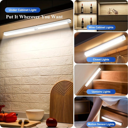 Motion Sensor LED Night Lights 6 Pack USB Rechargeable Magnetic – Smart Indoor Cabinet Lights Stair Lighting Strip Detachable Wireless Under Cabinet Light 3.94 7.87 11.81 Inch