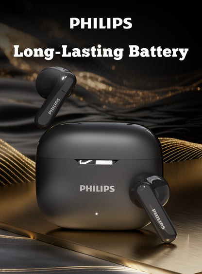 Philips TAT1220 Bluetooth 6.0 Wireless Earbuds ANC Active Noise Cancelling, 360° Surround Sound Open Design Touch Control Type-C Charging, In-Ear Headphones for Sports Daily Use Phone Camping Outdoor