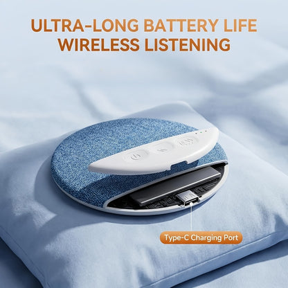 Ultra Slim Under Pillow Sleep Speaker with White Noise, Bluetooth 5.4 Pillow Headphones for Side Sleepers, 30/60 Min Auto Sleep Timer, Lightweight Bone Conduction Sound Design for Sleeping, Insomnia Relief & Relaxation – Blue