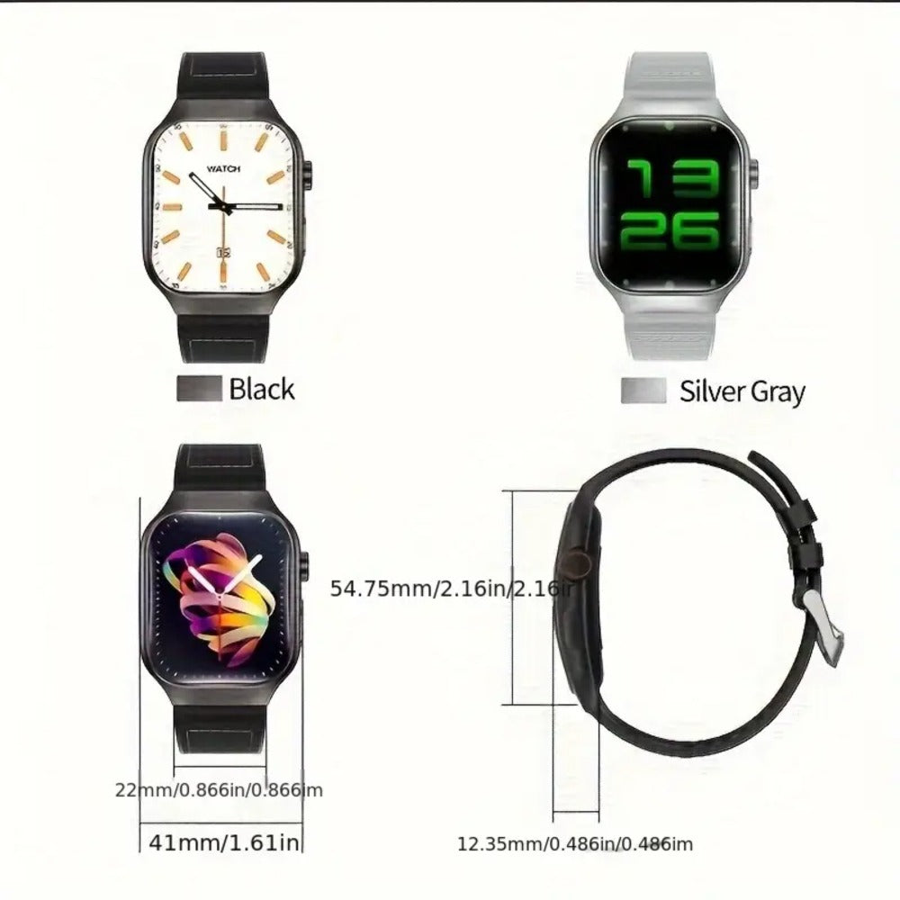 Ultra-Thin Curved Screen Smart Watch with Music Control & SMS Notifications – 2.01" Slim Lightweight Design Call Reminders Health Monitoring Compatible with Android iPhone Unisex Gift for Men Women