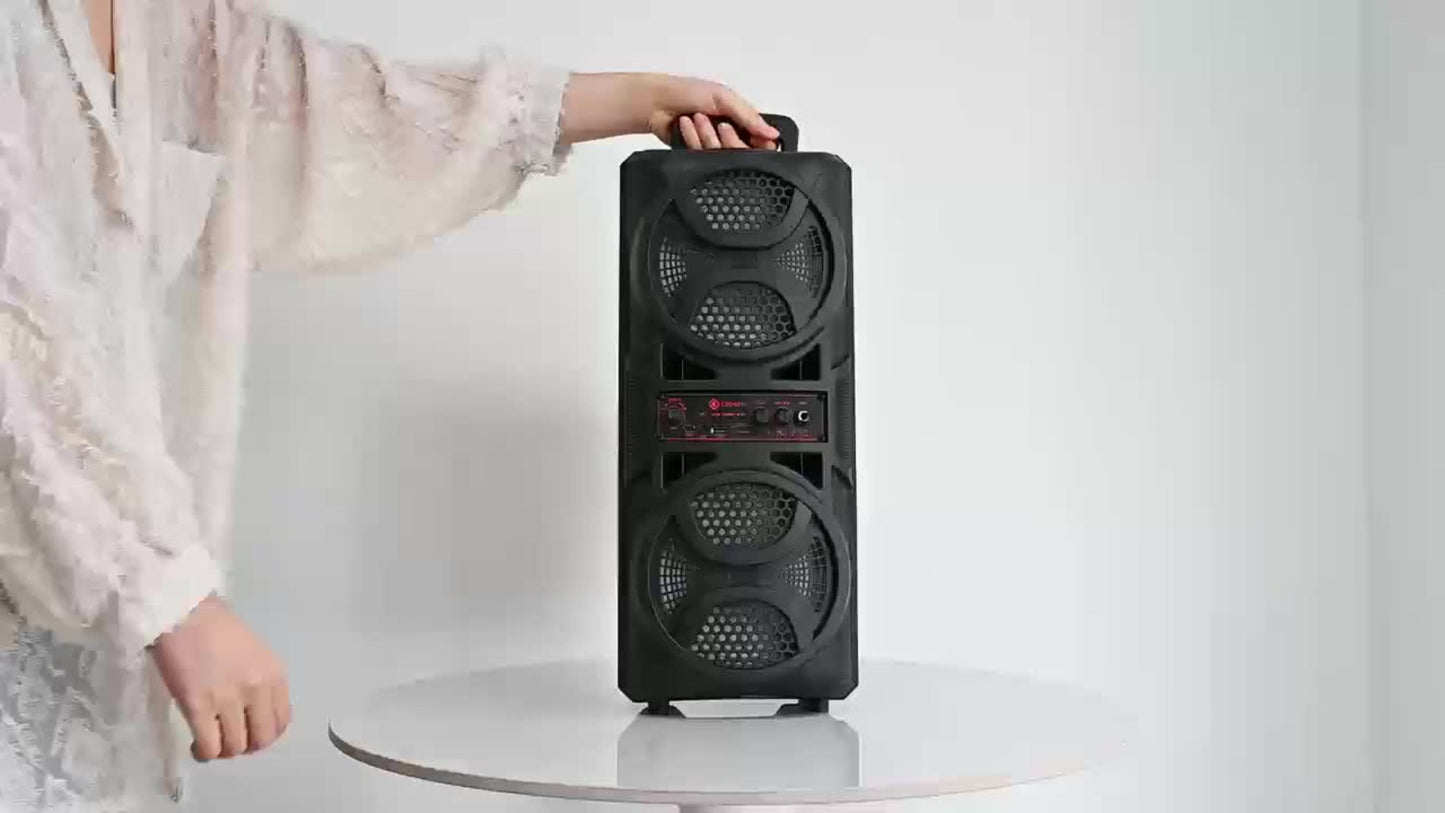 1200W PA Bluetooth Speaker with Wired Microphone & LED Lights – Portable Rechargeable Wireless Speaker, Supports AUX, USB & FM Radio, Ideal for Parties, Outdoor Events & Holiday Gifts