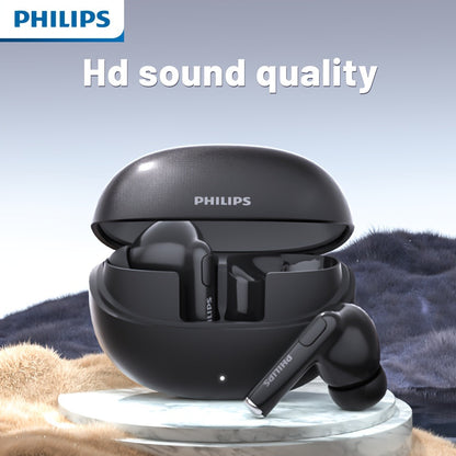Philips TWS Earbuds Condenser Microphone True Wireless In-Ear Headphones USB-C Charging Case Android Compatible Portable Modern Design Tech Gift Black White
