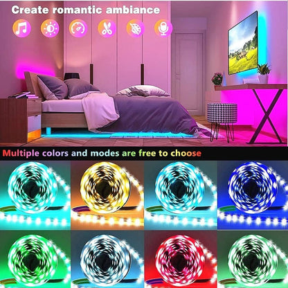 Color Changing LED Strip Lights App & Remote Control - Music Sync Smart RGB Lights 16 Million Colors for Bedroom Living Room Gaming Room TV Backlight Party Holiday Wedding Decoration 16ft 66ft 100ft