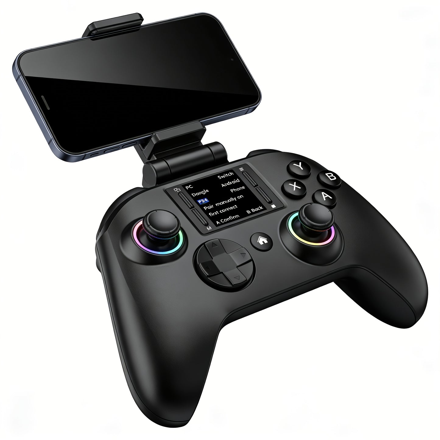 Wireless Gaming Controller Touchscreen PC PS4 Switch Android iOS - 4 Programmable Buttons Rapid Fire 6-Axis Gyroscope Dual Vibration RGB Lighting Bluetooth Gamepad for All Platforms
