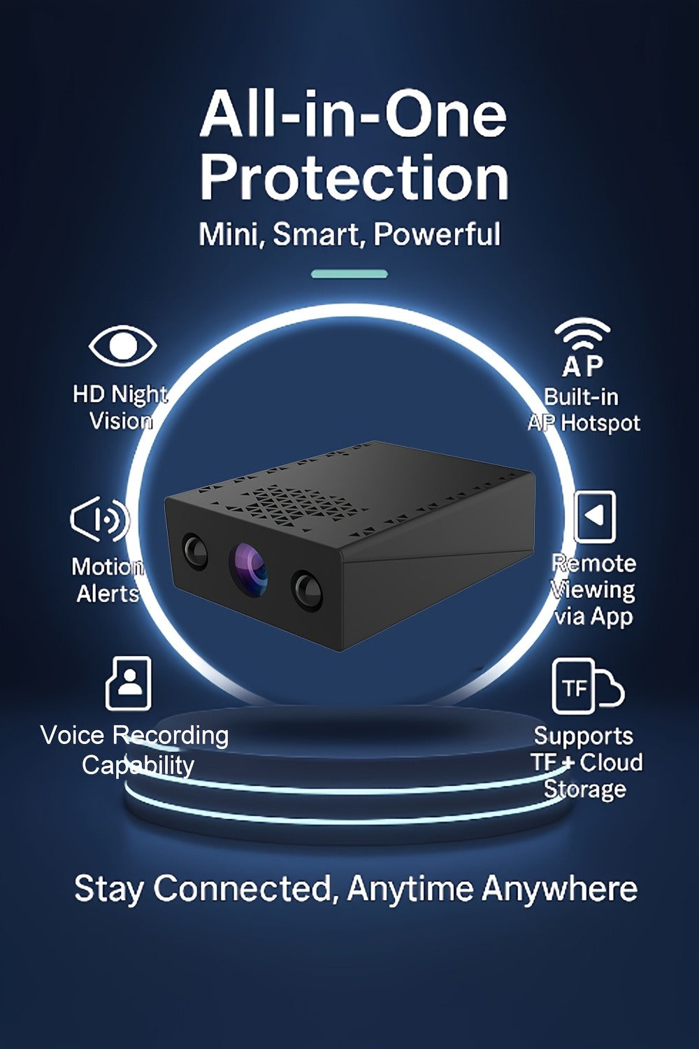 Mini Security Camera No WiFi No Internet Needed, Full HD 1080P Wireless Indoor Camera Built-In AP Hotspot, Night Vision, Motion Detection, Voice Recording, Cloud Storage – Home Garage Baby Pet Monitor