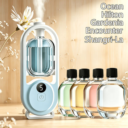7-Color LED Aromatherapy Diffuser 150ml with USB Power, Ultrasonic Whisper-Quiet Mist, Timer Auto Shut-Off for Bedroom Office Yoga – Bundle with Hilton Gardenia Ocean Jasmine Shangri-La Oils