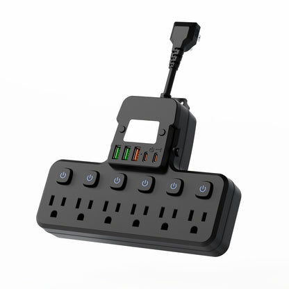 Night Light Wall Outlet Extender 11-in-1 with 6 AC Outlets & 5 USB Ports (3 USB-A & 2 USB-C), Surge Protector Adapter for Home, Travel & Office Use