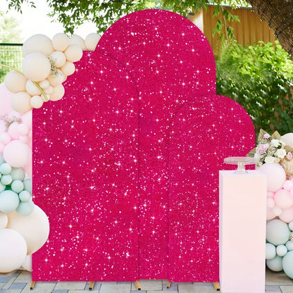 Sequin Wedding Arch Cover Set 3pcs – 6ft 6.6ft 7.2ft Metallic Spandex Payette Glitter Arch Backdrop Cover for Wedding Ceremony, Birthday Party, Bridal Shower & Event Decoration | Fits Most Arch Stands