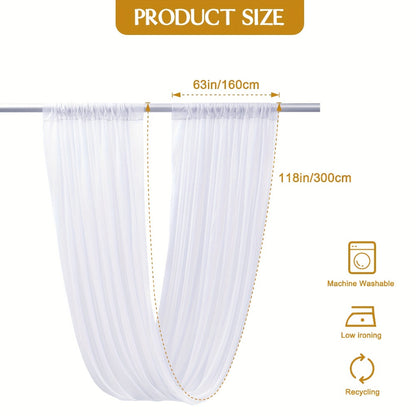 6-Pack Chiffon Ceiling Drapes for Wedding 63x118in - Sheer Polyester Backdrop Curtains with Rod Pockets for Wedding Arch, Party Stage, Photography, Ceremony & Event Decoration Swag