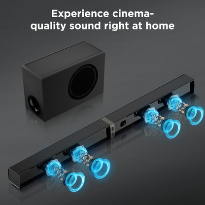 Soundbar with Subwoofer 2.1CH Home Theater Sound Bar for Smart TV, Deep Bass Wireless Bluetooth 5.0, ARC Optical AUX, Detachable Tower Speakers, Infrared Remote, for Movies Music Gaming