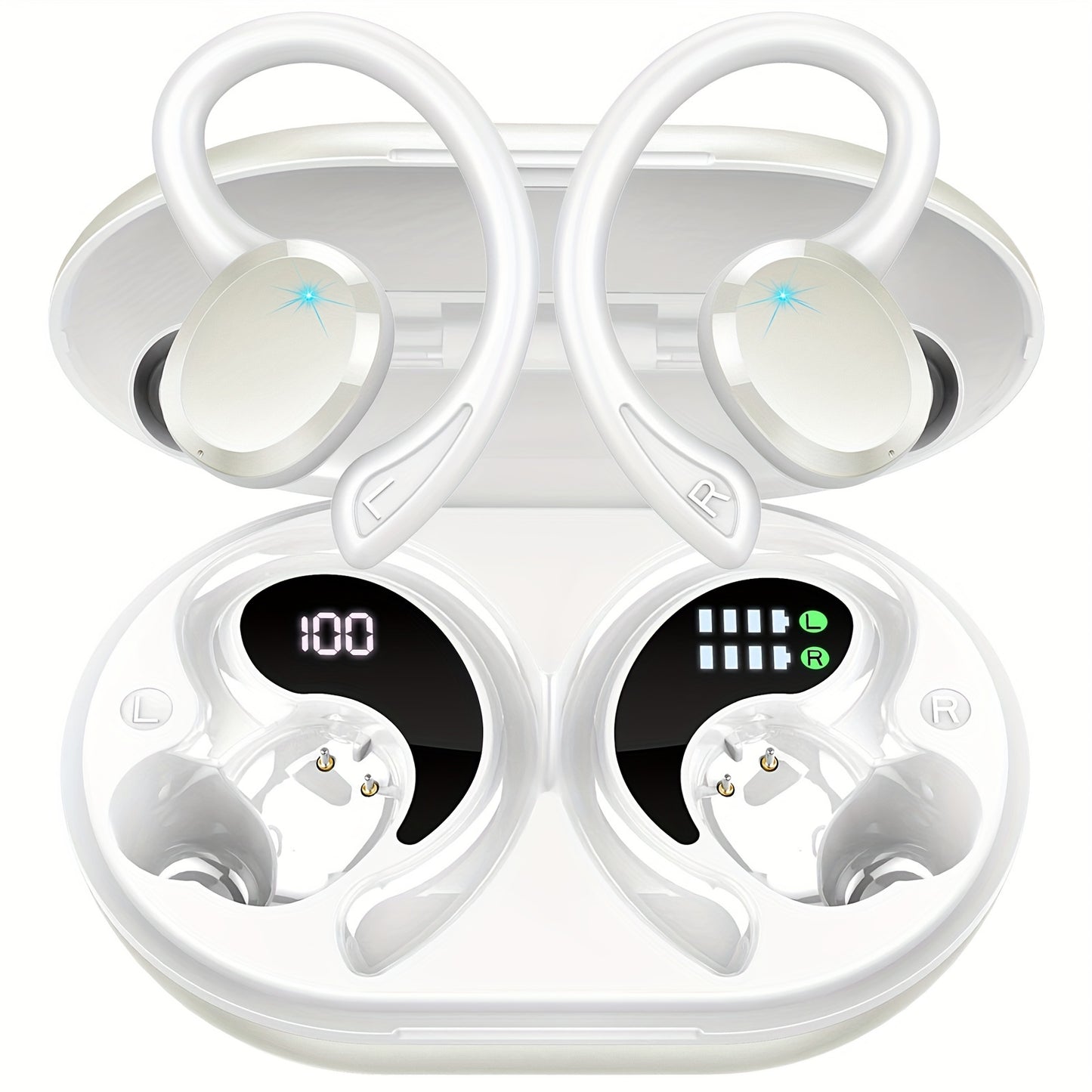 48H Wireless Sport Earbuds Q38 Bluetooth 5.3 with 14.2mm Driver Stereo Sound – Earhook Noise Cancelling Mic Over-Ear Headset for Workout Running Gym Outdoor Sports
