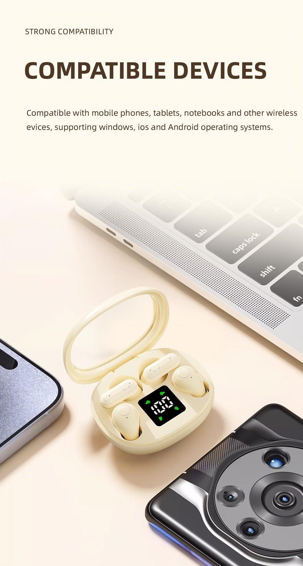 Sleep Mini Earbuds 2 Pairs Wireless Bluetooth In-Ear Headphones Long Battery Life HD Calling 3 Colors Sport Use Single Compartment Case All Seasons