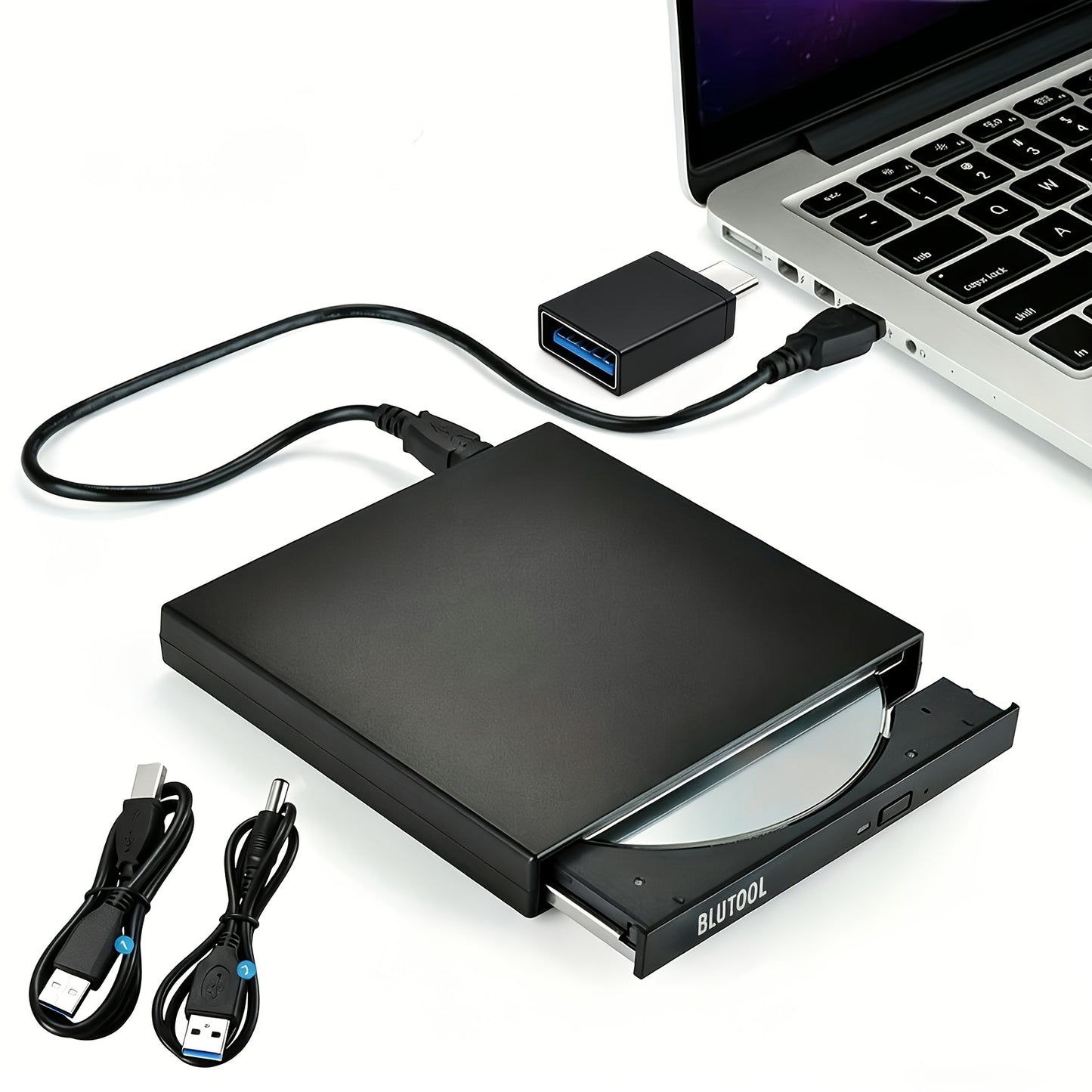 USB External DVD Drive with Storage Bag - Portable CD DVD-ROM CD-RW DVD-RW Burner Recorder Player for Laptop Desktop PC, Plug and Play, No Driver Needed, USB 2.0 High Speed
