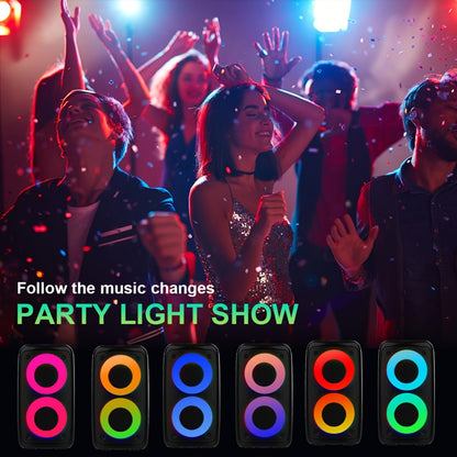 Wireless Portable Bluetooth Subwoofer Speaker with Microphone & LED Colorful Ambient Lights, Stereo Sound Enhanced Bass, USB-C Rechargeable, Perfect for Birthday Parties Outdoor Camping