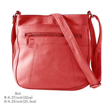 Genuine Leather Messenger Bag for Men Women Anti-Theft Zipper Multi-Pocket Shoulder Crossbody Bag Laptop Organizer Spacious Handbag Purse for Work School Travel Daily Commute 8 Colors