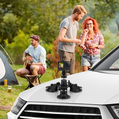 Suction Cup Camera Mount with 3 Bases – Universal 360° Ball Head Car Camera Holder for GoPro Hero 10 9 8 7, Action Cameras, DSLRs & Camcorders, Quick Release, ABS, Smooth Surface Secure Grip