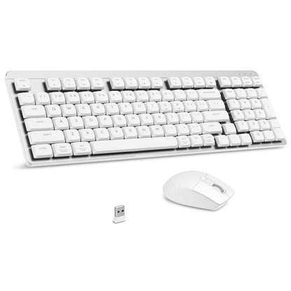 LeadsaiL FA98 Low Profile Wireless Mechanical Keyboard and Mouse Combo – 2.4GHz 98-Key 96% Slim Red Switch Silent Mouse, Ergonomic Design for Windows & Mac | Aesthetic Colors Purple, Silver & Pink