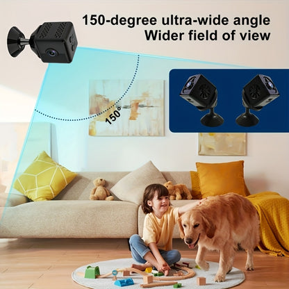 2K Mini Magnetic Security Camera, Continuous Video Recording, Night Vision, 2.4G WiFi, USB & Battery Dual Power, SD Card & Cloud Storage – Compact Nanny Cam for Baby Pet Home Surveillance
