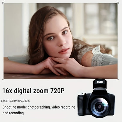 1080P Mini Digital Camera for Photography Vlogging 2.4" LCD 16x Zoom 9.88mm Wide-Angle Lens Compact Travel Camera with 32GB Memory Card Included Cool Gift