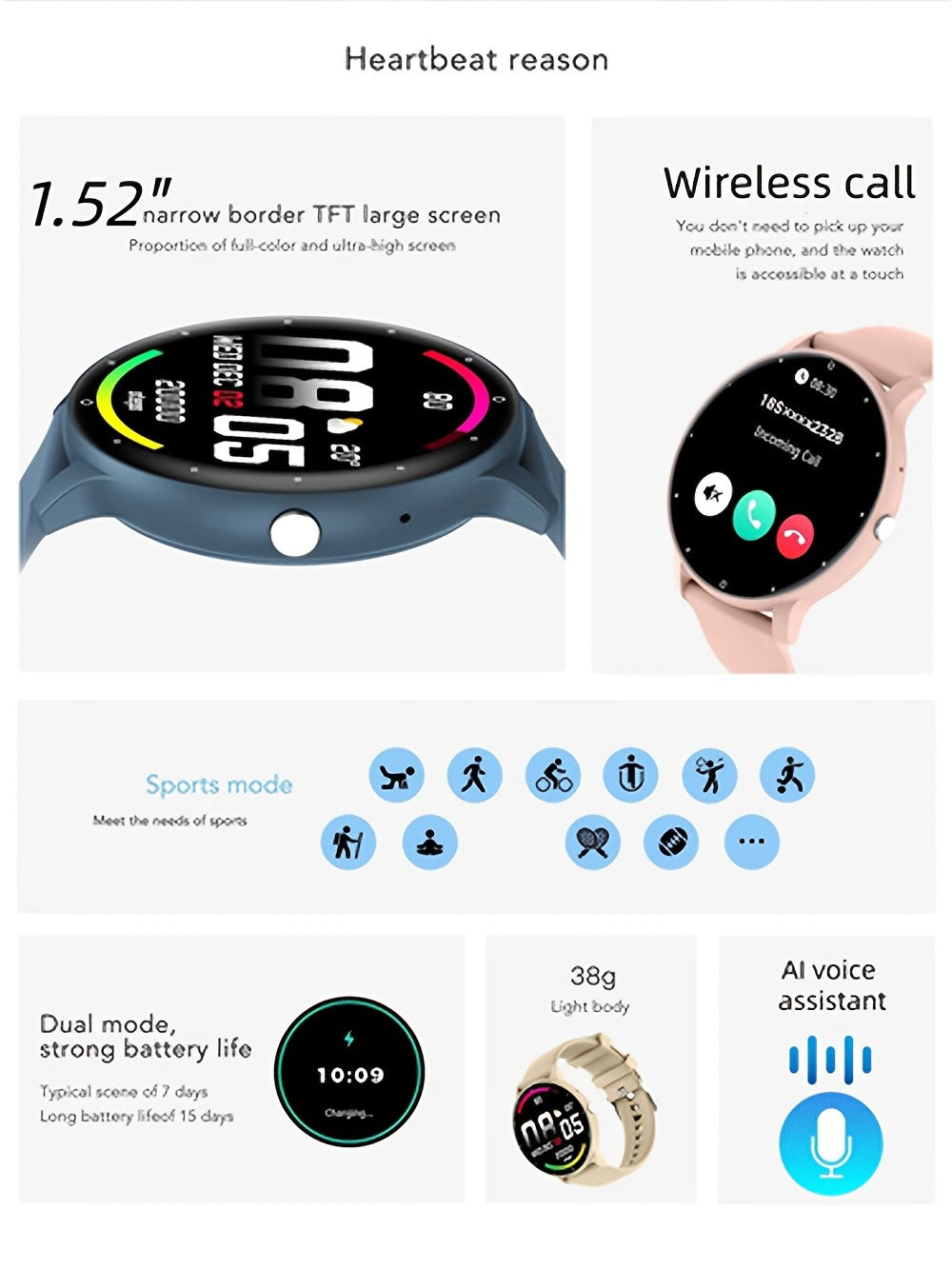 2-Pack Smartwatch with AI Voice Assistant Wireless Calling Sleep Tracker Calorie Step Counter Multi Sport Mode Message Notifications Fitness Health Watch for Men Women – Black Pink Gold Purple