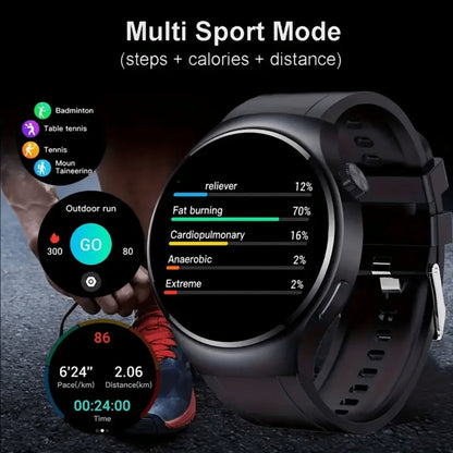 OLED Smartwatch 2.01 Inch Round Screen 95% Screen Ratio Fitness Tracker Running Cycling Walking Step Counter Music Control 300mAh Battery Lightweight Silicone Band Men Women 7 Styles Black Gray 2026