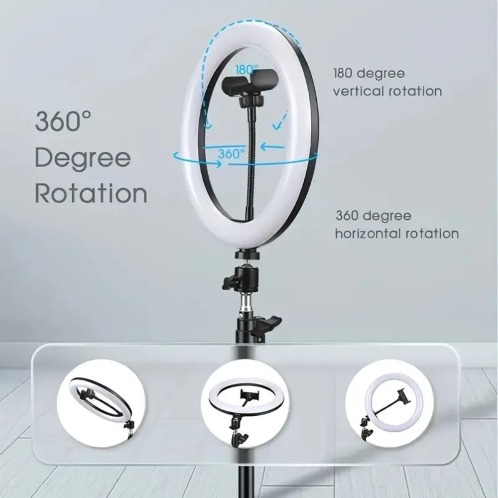 Selfie Ring Light 10/12 Inch with 42-Inch Retractable Tripod Stand | USB Powered, Cold Shoe Mount, Compatible with Smartphone, Camera & Webcam for YouTube, Instagram, TikTok & Live Streaming