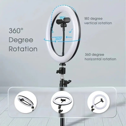 Selfie Ring Light 10/12 Inch with 42-Inch Retractable Tripod Stand | USB Powered, Cold Shoe Mount, Compatible with Smartphone, Camera & Webcam for YouTube, Instagram, TikTok & Live Streaming