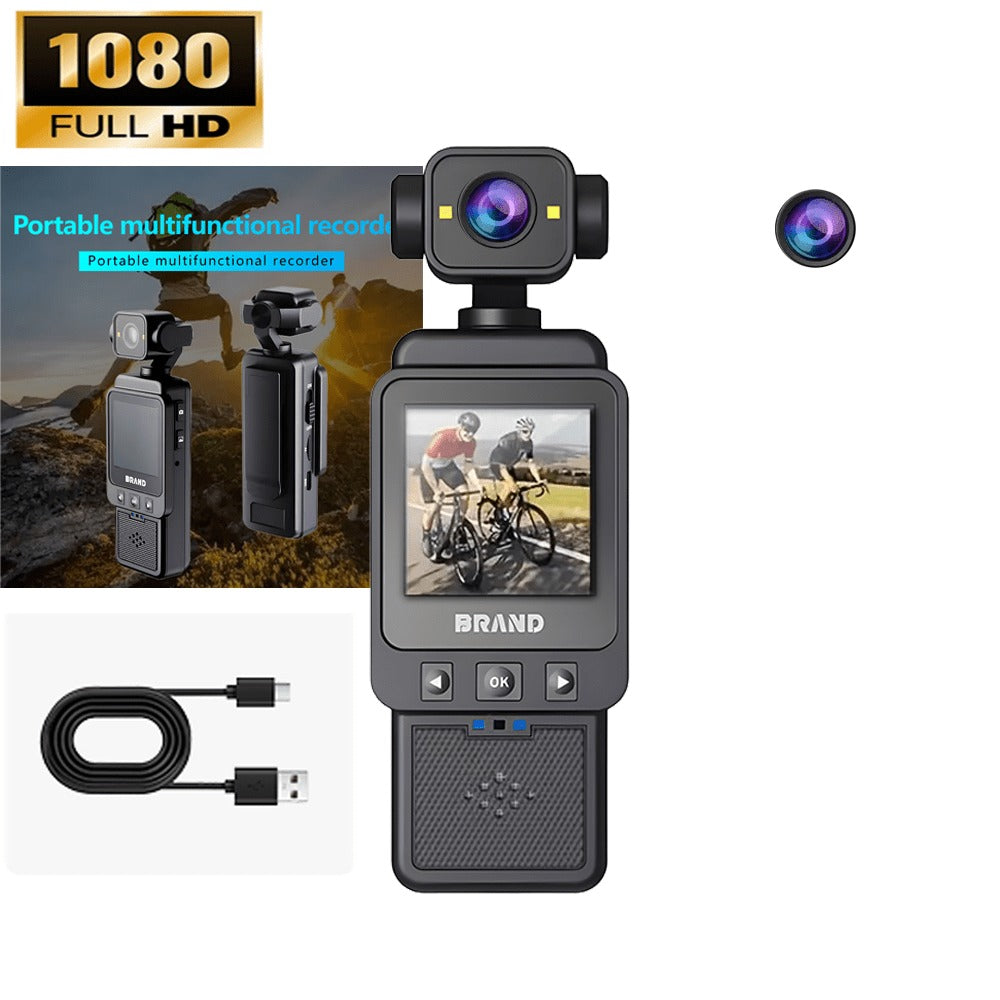 Action Camera 10180P with 360° Rotating Lens, Lightweight 150g Wearable Vlog Camera with 32G Card Option – Pocket-Sized Rechargeable Cam for Vlogging, Sports & Outdoor Adventures