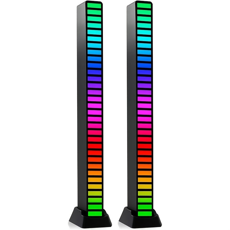 Sound Activated RGB Ambient Light Bars 2/4 Pack – Music Rhythm Sync USB Plug & Play, Color Changing Atmosphere Lights for Gaming Room, Car Interior, Streaming Studio, TikTok & Desk Setup