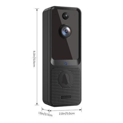 166° Wide Angle Video Doorbell 720P 2.4G 5G Dual-Band WiFi – Color Night Vision, AI Vehicle & Person Detection, Two-Way Voice, No Wiring, Real-Time App View, Single or 2-Pack, Black