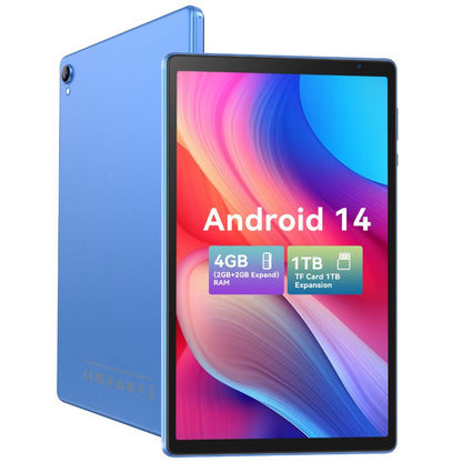Android 14 Tablet 10 Inch 6000mAh Battery 4GB RAM 32GB ROM Quad-Core HD IPS Screen WiFi Google Play Front Rear Camera Blue Pink Gray Purple with Protective Case