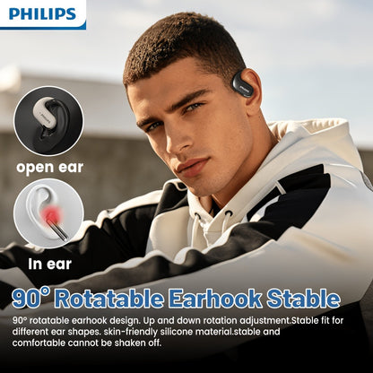 Philips TAT2739 Open Air Earbuds Wireless Bluetooth 5.3 Ear Hook Headphones with Wireless Charging Case – Non In-Ear Open-Back Design, Type-C, Tech Gift for Men Women