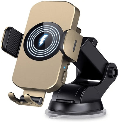 4-Color Wireless Car Charger Mount 15W Qi Auto-Clamping – Fast Wireless Charging Phone Holder for iPhone 17 16 15 14 13 12 11 Pro Max, Samsung Galaxy S24 S23 S22 S21 & All Qi Phones | Black Blue Red Gold