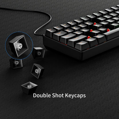 Hot-Swap 61-Key 60% RGB Mechanical Gaming Keyboard, Hot Swappable Red Blue Switch Compact Wired Keyboard with RGB Backlight, Portable Mini Keyboard for Windows PC Laptop Mac Gamers Typists
