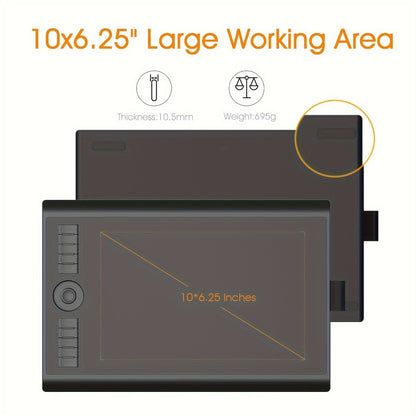 GAOMON M10K Drawing Tablet 8192 Levels Pressure Sensitivity Battery-Free Stylus 10 Programmable Hot Keys Digital Art Graphics Tablet Mac Windows PC Photo Editing Illustration Design 6.5x4 & 10x6.25 Inch