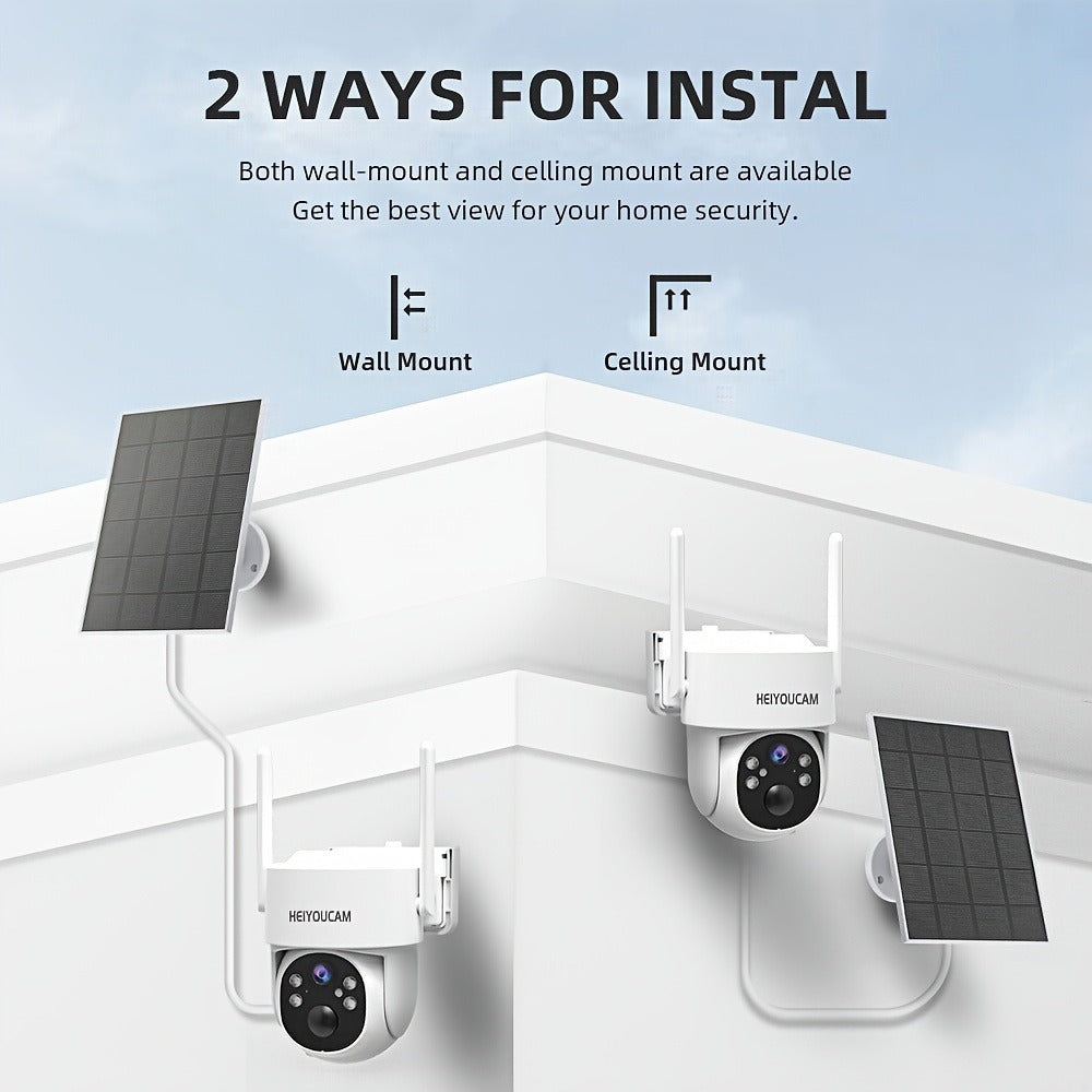 AI Auto Tracking Solar Security Camera Outdoor 360° Dome – AI Human Detection, Full Color Night Vision, Smart Siren & Spotlight, Two-Way Audio, 6000mAh Battery Wireless WiFi Camera