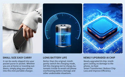 Magnetic Wireless Power Bank 5000mAh Dual Mode – 5W Wireless & 10W Wired Output, USB-C In/Out, Portable Mini Charger for iPhone 17 16 15 14 Android Samsung, Slim Pocket Travel Battery Pack