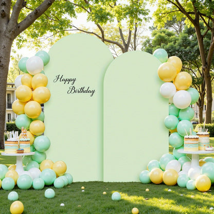 Wedding Arch Cover 2pcs Stretchable Wrinkle-Free Polyester Tight-Fit Arch Banner Covers with Zipper for Wedding Ceremony Birthday Gender Reveal Bridal Shower Graduation Party Decor