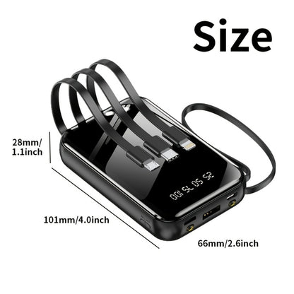 Built-in Cables Flashlight 50000mAh Power Bank Portable Charger, Fast Charging LED Display Emergency Battery Pack for iPhone Android Outdoor Travel Camping Hiking – Black Purple Available