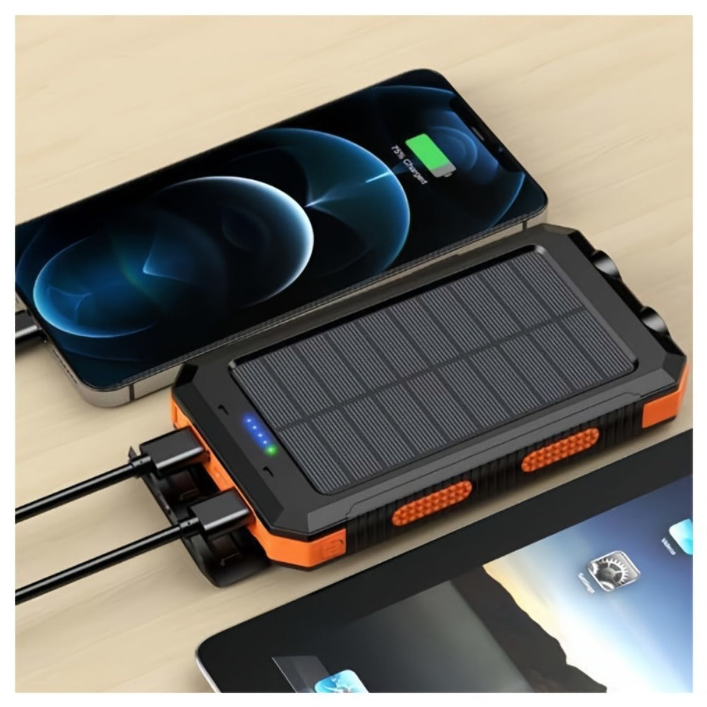 Solar Power Bank 20000mAh 40000mAh Portable Charger with Dual USB LED Flashlight & Compass - Waterproof External Battery Pack for Camping Hiking Outdoor Emergency, Compatible with iPhone Android Samsung
