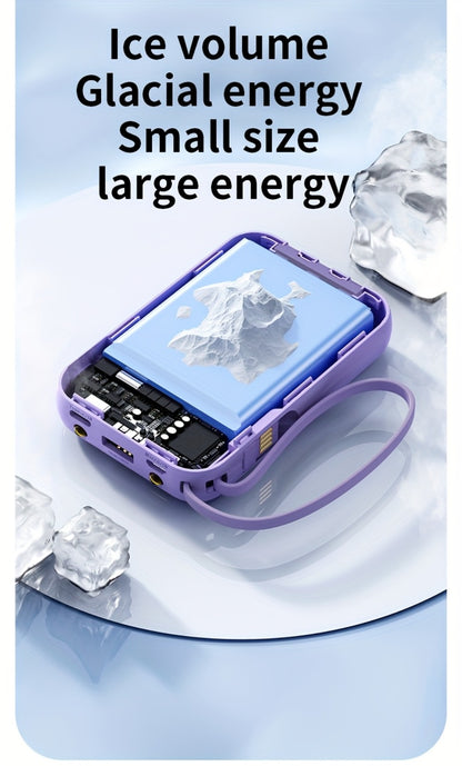 Built-in Cables Flashlight 50000mAh Power Bank Portable Charger, Fast Charging LED Display Emergency Battery Pack for iPhone Android Outdoor Travel Camping Hiking – Black Purple Available