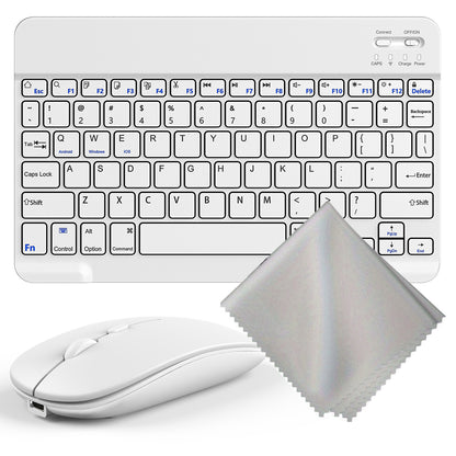 Wireless Keyboard and Mouse Combo with Mouse Pad – Silent 2.4G USB Ergonomic Full Size Keyboard Mouse Set for PC Laptop Mac Desktop | Blue White Pink Black | Home Office Work Setup