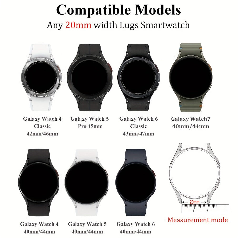 Samsung Galaxy Watch Band Women 20mm Ultra Thin Interlocking Buckle White Slim Strap, Fits Galaxy Watch 7 6 5 4 44mm 40mm, 6 Classic 47mm 43mm, 5 Pro, 4 Classic, Watch 3 41mm, Active 2 – Ladies Replacement Wristband