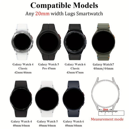 Samsung Galaxy Watch Band Women 20mm Ultra Thin Interlocking Buckle White Slim Strap, Fits Galaxy Watch 7 6 5 4 44mm 40mm, 6 Classic 47mm 43mm, 5 Pro, 4 Classic, Watch 3 41mm, Active 2 – Ladies Replacement Wristband