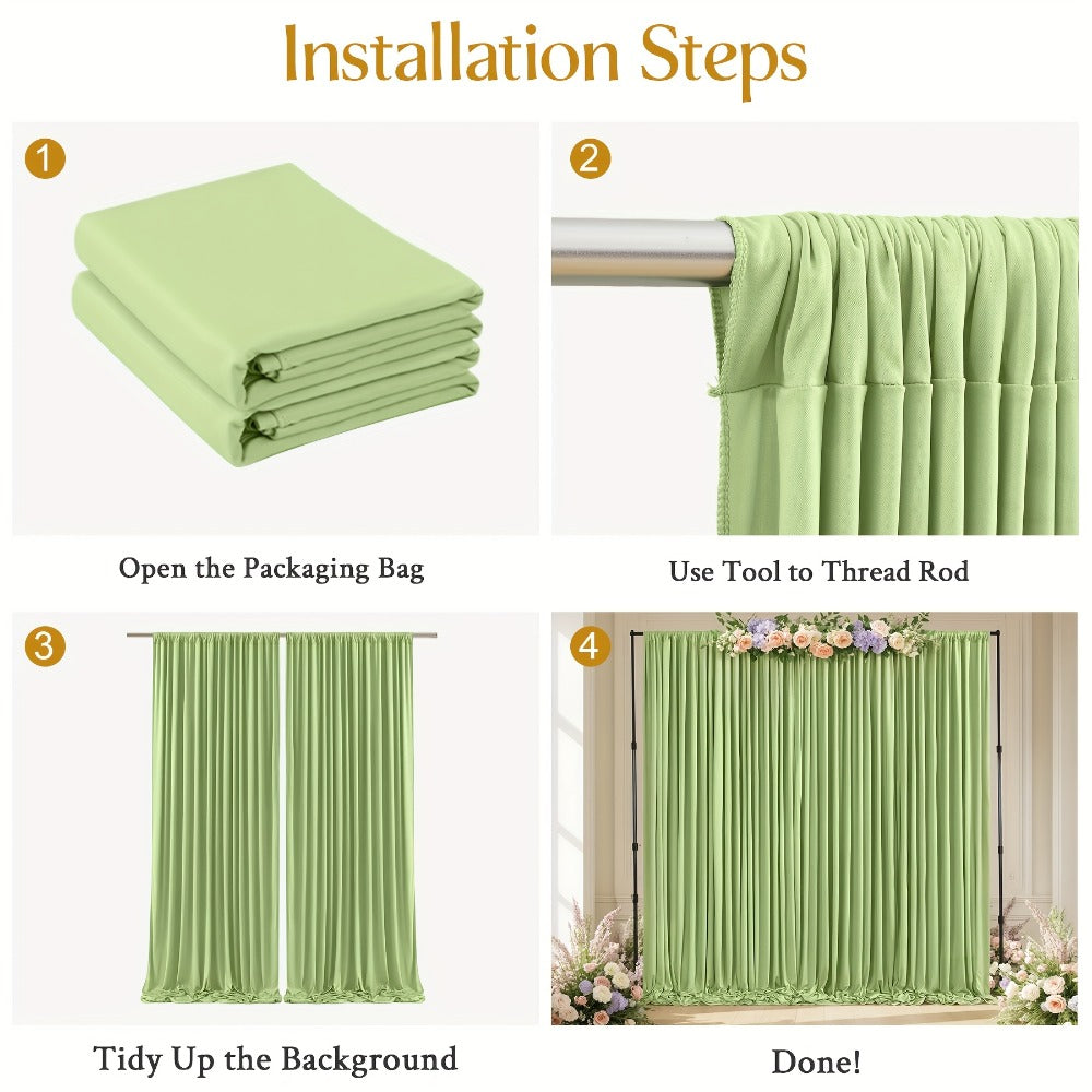 Backdrop Curtains 4 Pack 59x118 Inch – Wrinkle-Resistant Non-Transparent Party Decoration Fabric with Pole Pocket, Machine Washable & Reusable for Wedding, Birthday, Christening, Graduation & Holiday Events